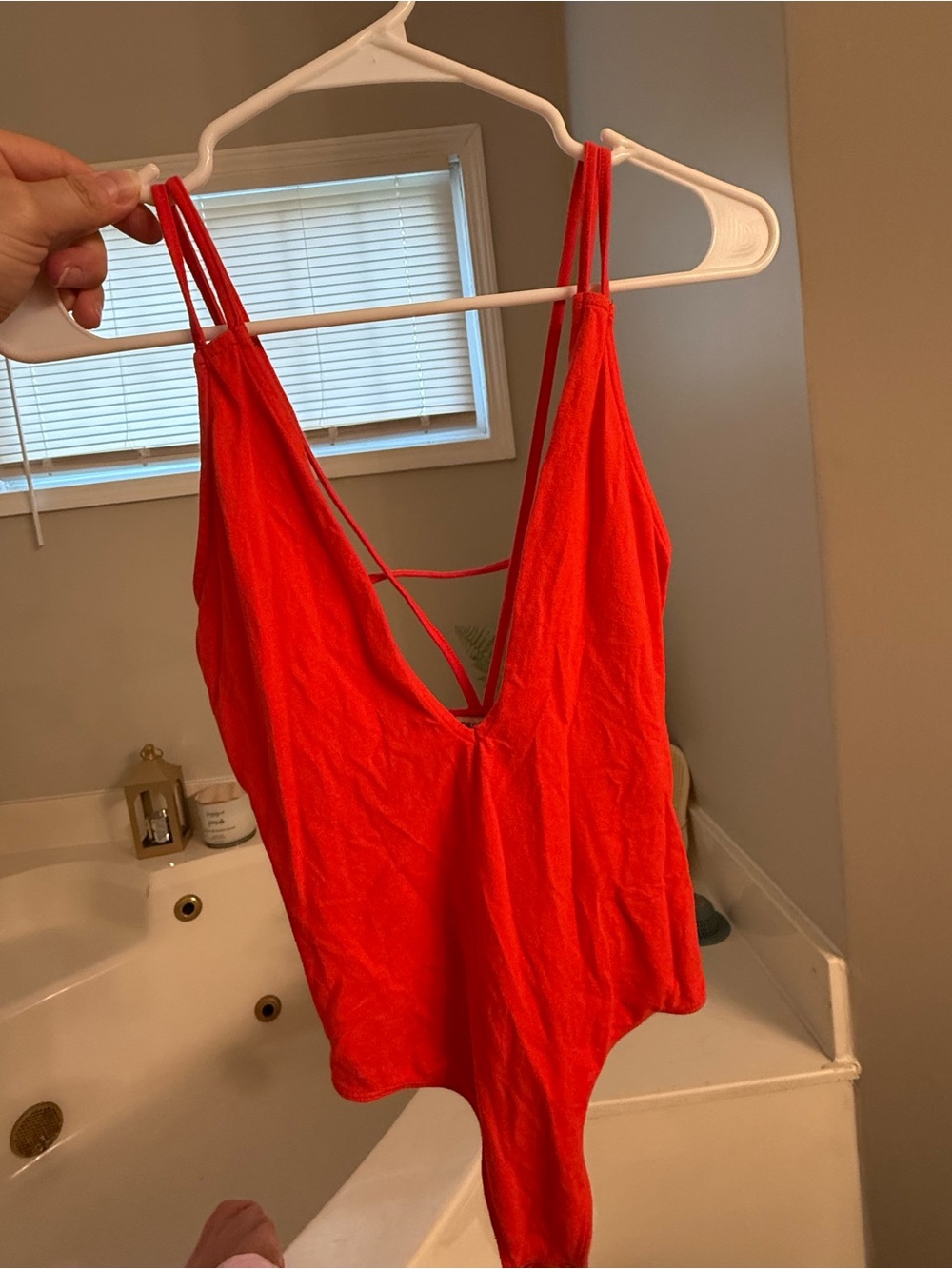 Express Red Women's plunge Camisole Bodysuit
